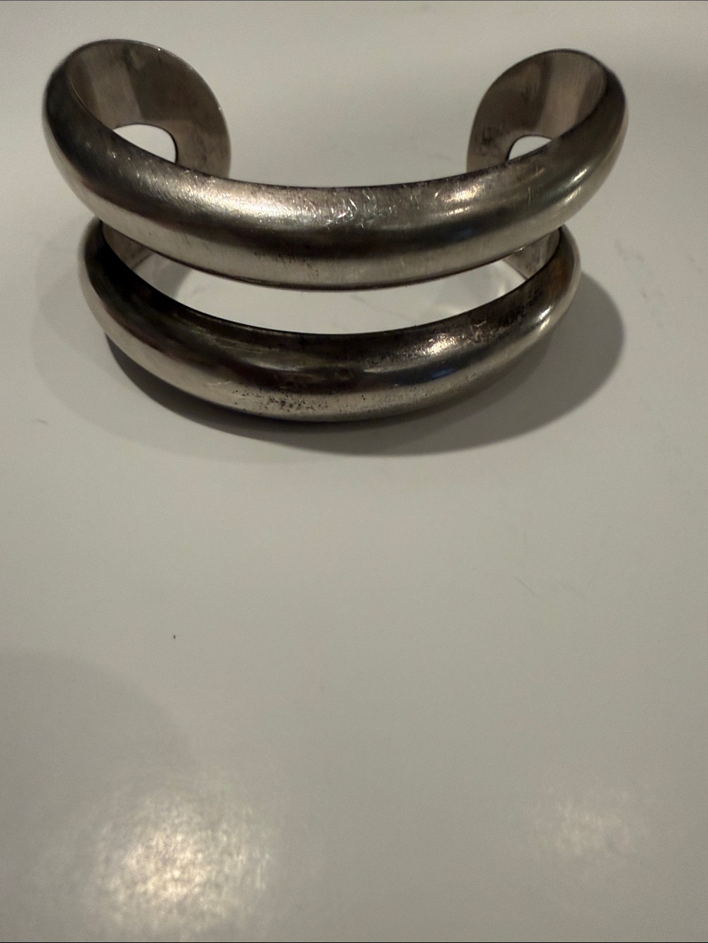 Tiffany & Co. Silver Double-Band Cuff Elsa Peretti signed.